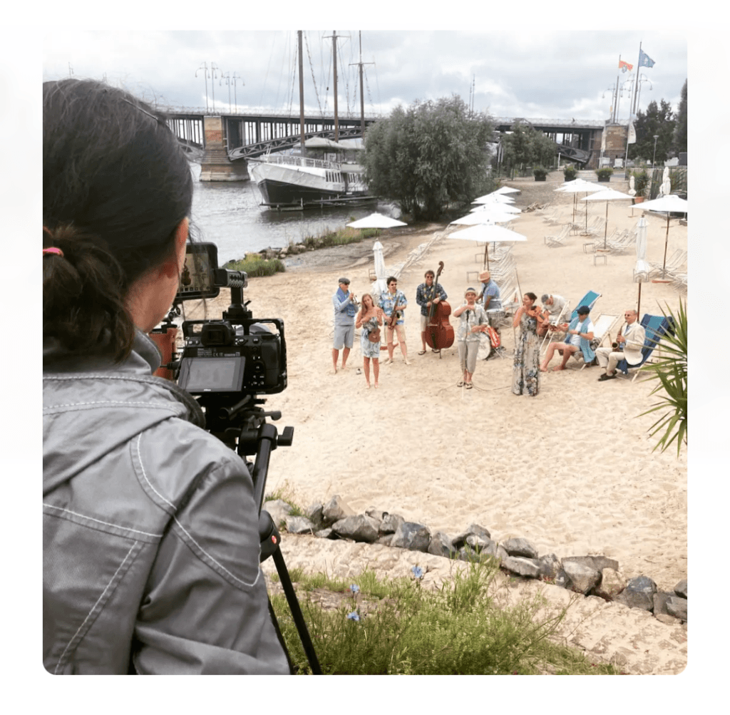 Dreharbeiten Rheinstrand Musikvideo
